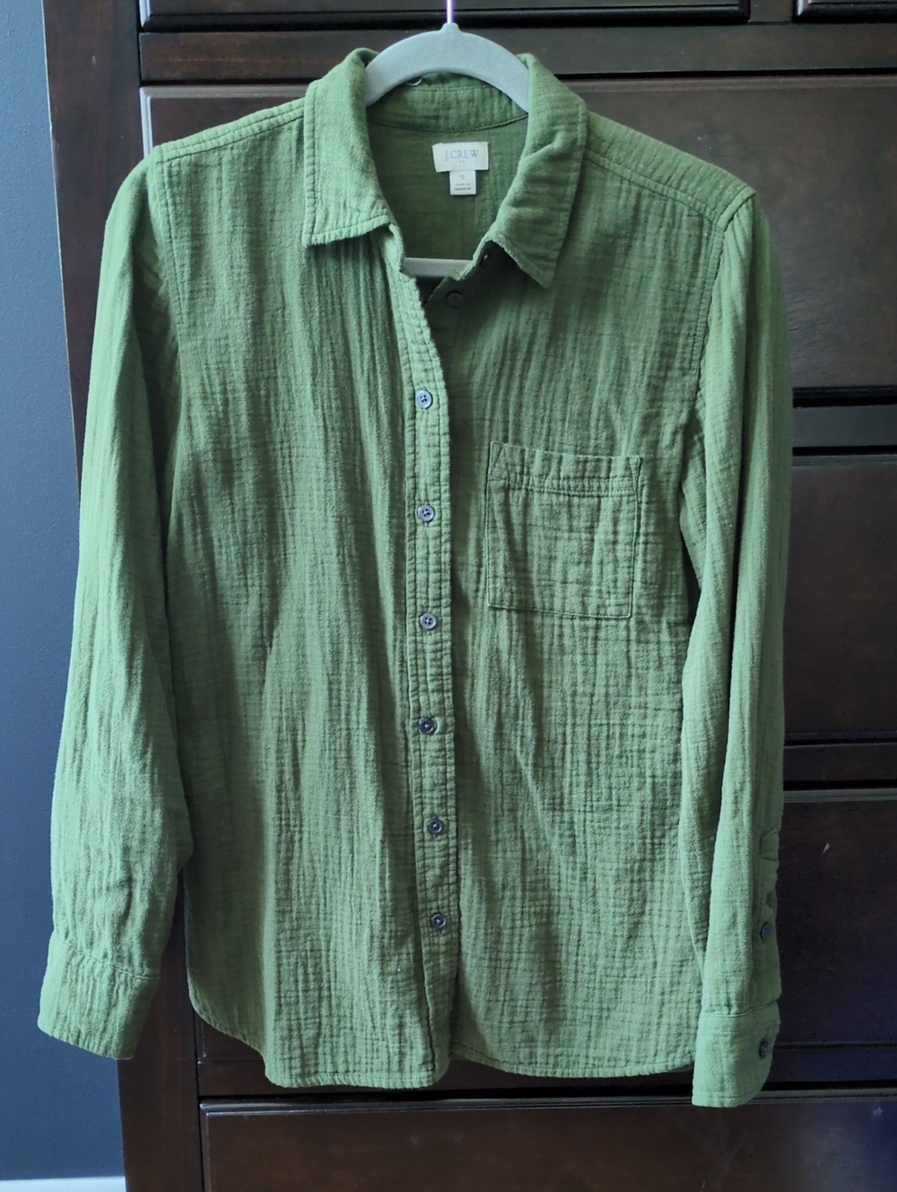 J. Crew Factory Green Gauze Button-Down Shirt